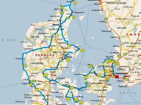 Das königreich dänemark liegt in nordeuropa und ist teil von skandinavien. Dänemark Karte Routen