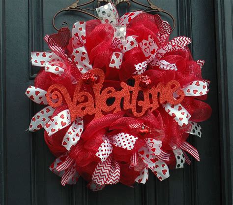 Valentine Day Deco Mesh Wreath By The Well Dressed Door On Etsy