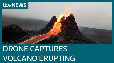 Spectacular Drone Footage Of Long Dormant Iceland Volcano Erupting