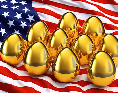 Easter Golden Eggs On Flag Of United States Of America Religious Usa Holidays Generative Ai