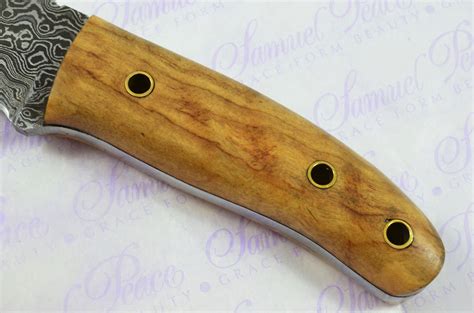 Damascus Steel Bushcraft Knife Olive Wood Scales Pristine Piece Inc