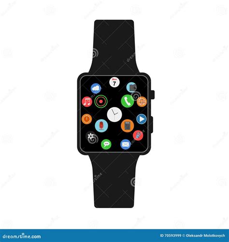 Vector Smartwatch With Icons Stock Vector Illustration Of Computer
