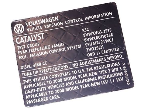 Emission Sticker Volkswagen Owners Club Forum