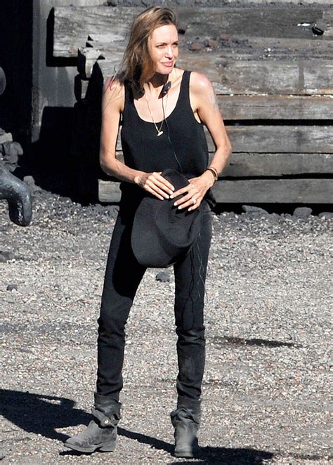 Angelina Jolie Looks Skinny In Black Tank Top Directing Unbroken In