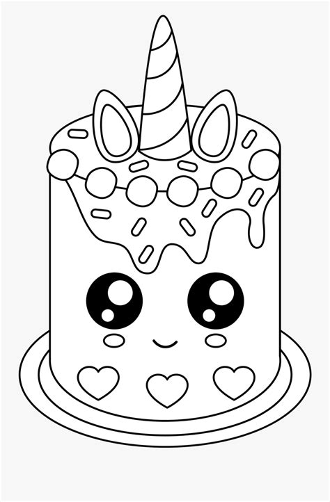 Cute Unicorn Cake Coloring Pages Outline Sketch Drawing Vector Unicorn