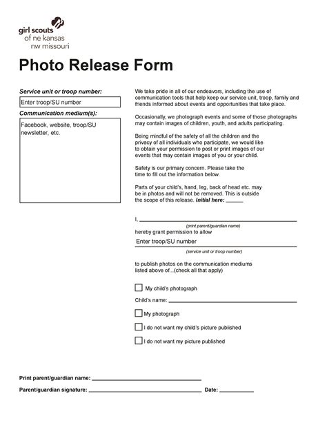 Photo Release Forms Template