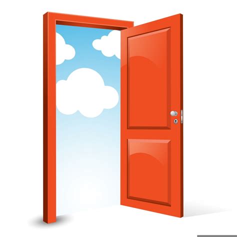 Illustration of a cartoon front red door opened on a spring urban backyard and closed, symbolizing private and public frontier, paradise or heaven's gate, with mat to wipe foot. Free Front Door Clipart | Free Images at Clker.com ...