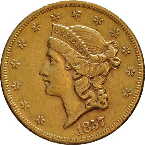 1857 20 Double Eagle Liberty Head Gold Coin San Francisco 1948