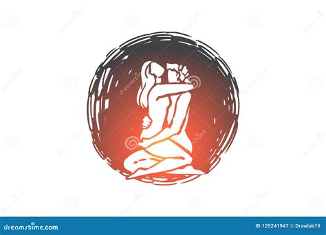 Relationship Sex Kamasutra Man Woman Concept Hand Drawn Isolated Vector Stock Vector