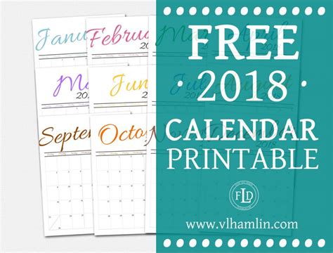 Free 2018 Printable Calendar Food Life Design