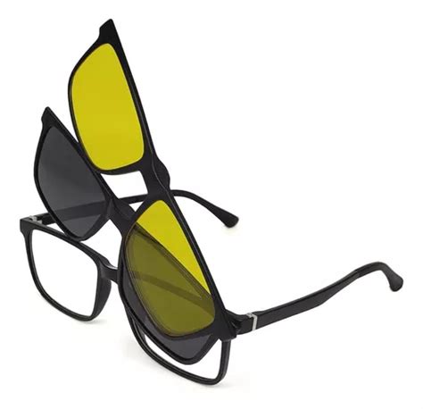 armação de Óculos para grau e sol clip on 3 em 1 com fixação frete grátis