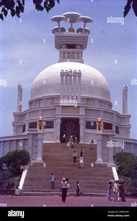 Striking White Peace Pagoda And Buddhist Shrine Constructed Atop Dhauli