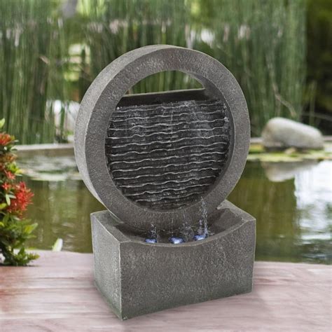 Nature Spring Round Cascade Fountain Polyresin Waterfall With Led