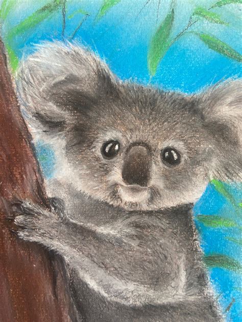 Koala Pastel Drawing Wild Animals Original Hand Drawn Etsy