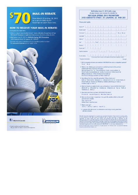 Top 5 Michelin Rebate Form Templates Free To Download In Pdf Format