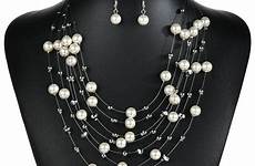 jewelry pearl necklace set women multilayer imitation simulated earrings drop beads