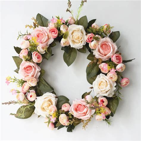 silk rose artificial flowers home wedding door wreaths decorations elegant fabric flowers