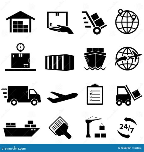 Shipping And Logistics Icons Stock Vector Illustration Of Globe