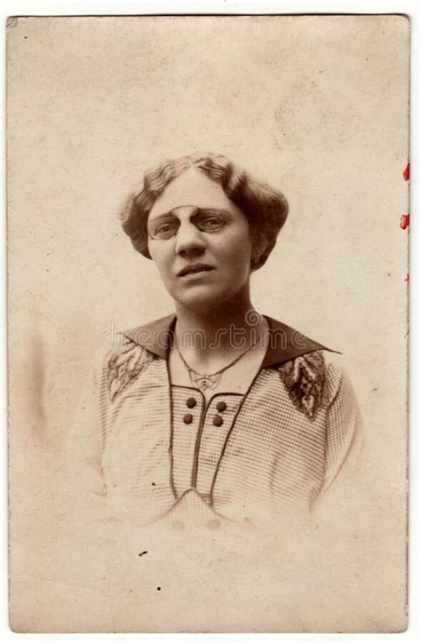 Vintage Photo Shows A Mature Woman Wears Vintage Antique Nose Clip