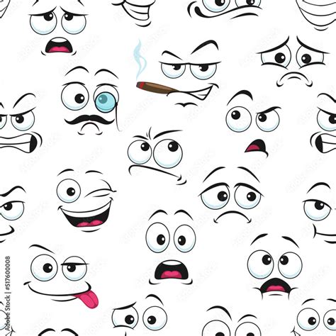 Smile Face Pattern Funny Emoticons And Happy Emoji Vector Seamless
