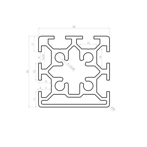 Aluminium Profile 50x50 8mm Slot