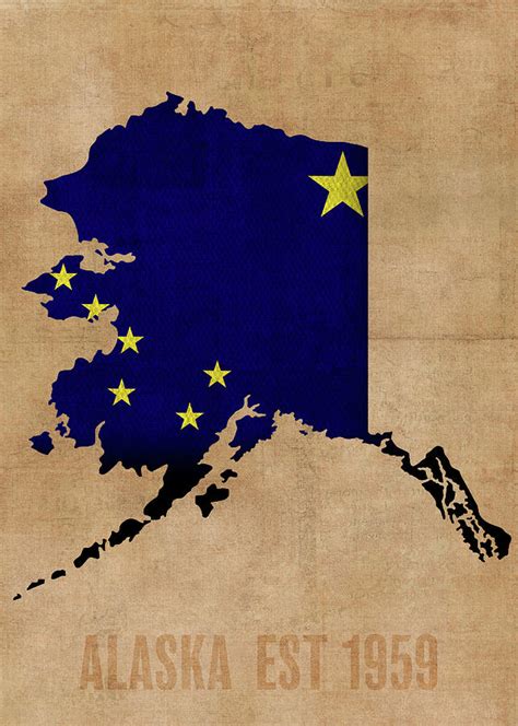 Alaska State Flag Map Founded Date Mixed Media By Design Turnpike Pixels