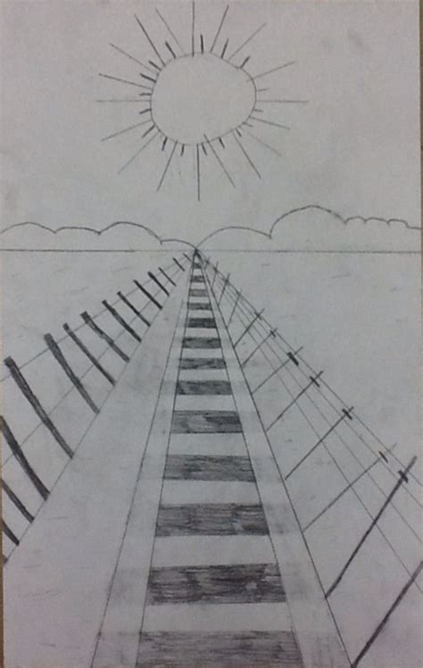 One Point Perspective Bridge Drawing At Explore