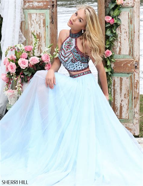 Utah Prom Dresses Ypsilon Dresses 2 Piece Sherri Hill Blue Dress Halter Top Prom Dresses Blue