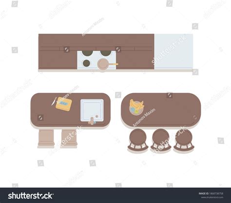 Kitchen Furniture Top View Isolated On Stock Vector Royalty Free