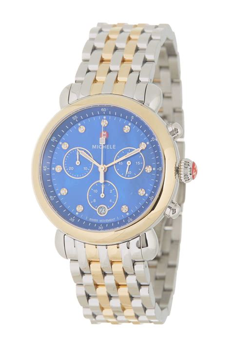 Michele Csx Diamond Embellished Bracelet Watch In Blue Lyst
