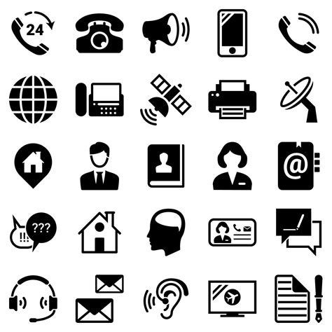Set Of Simple Icons On A Theme Contact Connection Communication