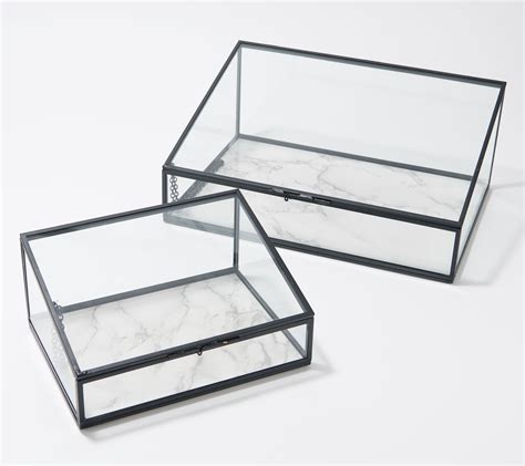 Home Reflections Set Of 2 Metal And Glass Boxes
