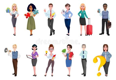 Business Cartoon Set Workers Stock Illustrations 3785 Business