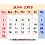 June 2013  Calendar Templates For Word Excel And PDF
