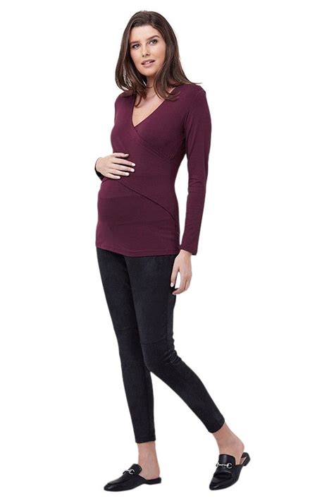 Embrace Long Sleeve Maternity And Nursing Tee In Plum By Ripe Maternity