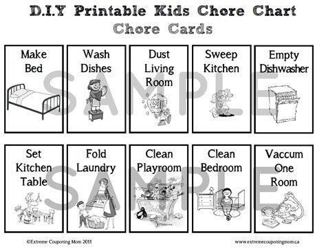 Printable Picture Chore Cards Free Printable Templates