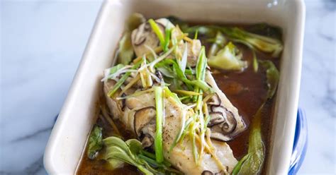 Steamed Halibut Fillet With Ginger And Scallions Recipe By Chef Jet