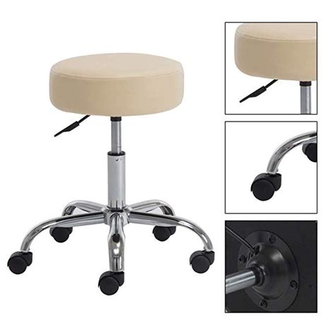 Office chair without wheels review. STEELRIX PU Round Seat Adjustable Rolling Stool with ...