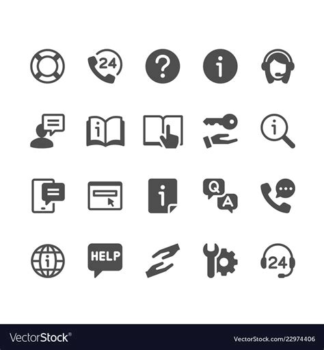 Help And Support Glyph Icons Royalty Free Vector Image