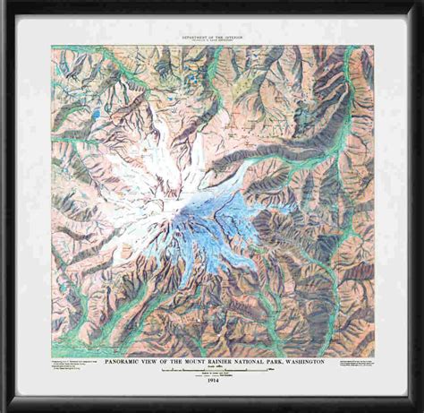 Vintage City Maps Panoramic Map Of Mount Rainier Natl Park Wa 1914