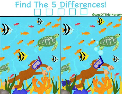 Spot The Five Differences Animal Themed Worksheets For Kids Etsy