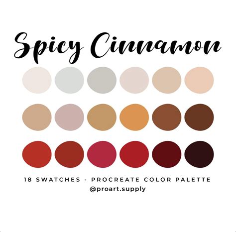 Spicy Cinnamon Procreate Color Palette Hex Codes Beige Gray Orange