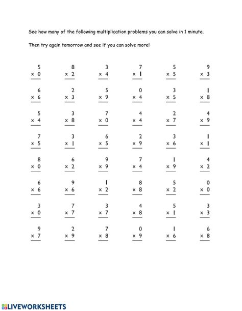 Multiplication Facts Worksheets 0 9 Free Printable