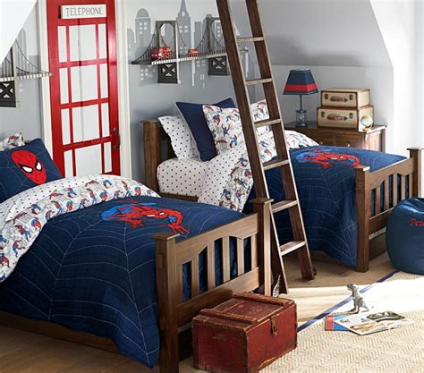 This boy's bedroom features elegant plan for high traffic when decorating a boy's room. Brotherly Love: How to Decorate a Bedroom for Two Boys