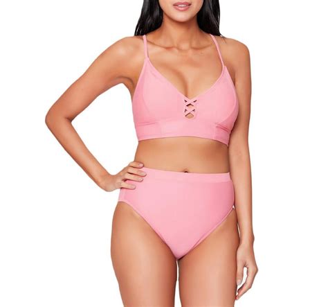 Js Jessica Simpson Womens Cropped Cami Swimsuit Top With Center Front