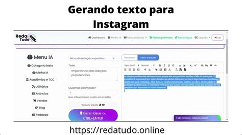 Gerador De Texto Para Instagram Redatudo Metaverso