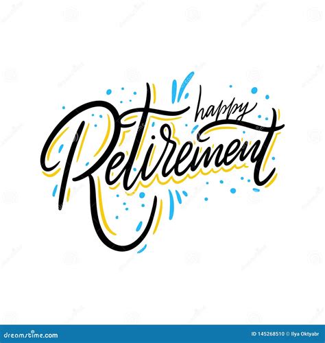 Happy Retirement Vector Lettering Stock Illustration Download Image