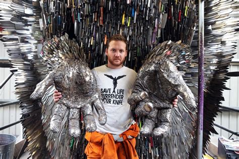 Welder empties the cutlery drawer to make majestic bird, dragon and gorilla sculptures out of knives and forks. An Artist Has Made A Huge "Angel" Out Of 100,000 Surrendered Knives in 2020 | Angel sculpture ...