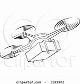 Drone Flying Package Delivery Illustration Royalty Lal Perera Clipart Vector sketch template