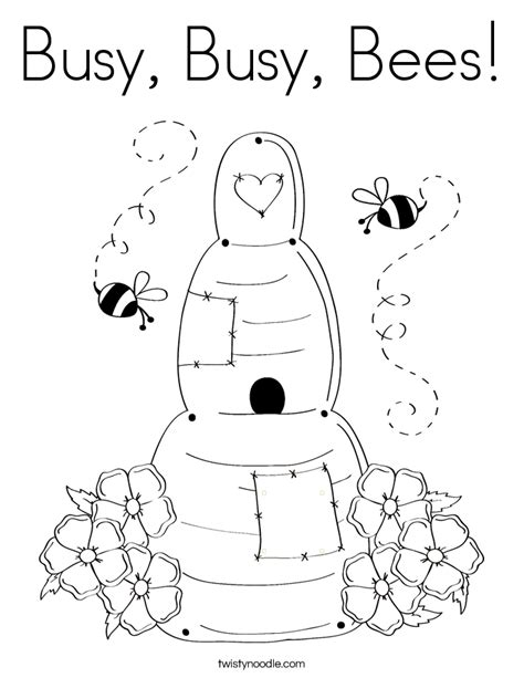 Busy Busy Bees Coloring Page Twisty Noodle